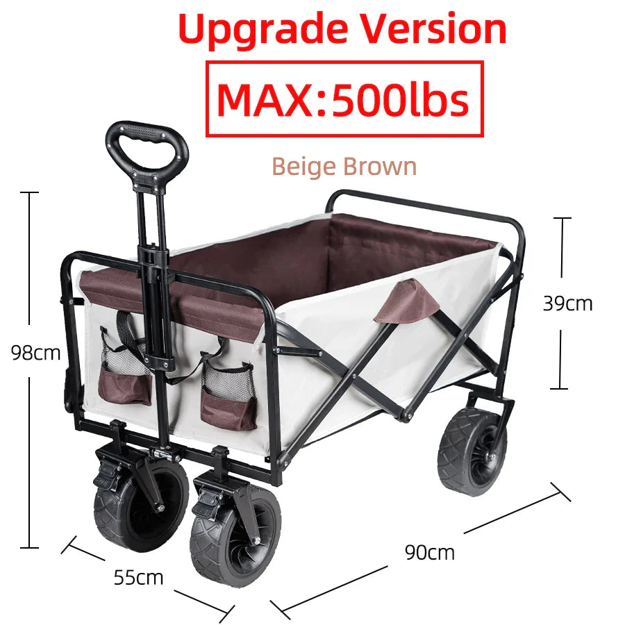 Heavy Duty Collapsible Folding Beach Wagon – Large-Capacity Portable Utility Cart for Garden & Camping