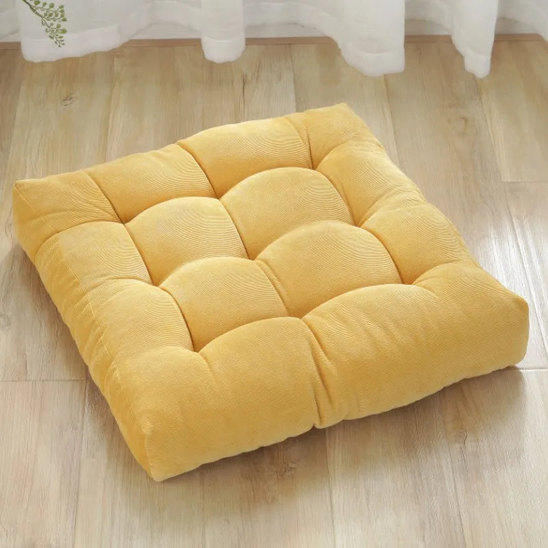 Square Floor Pillow Cushion – Thick Tufted Seat Pad for Meditation, Yoga, Kneeling, and Balcony Seating