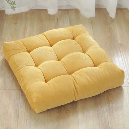 Square Floor Pillow Cushion – Thick Tufted Seat Pad for Meditation, Yoga, Kneeling, and Balcony Seating