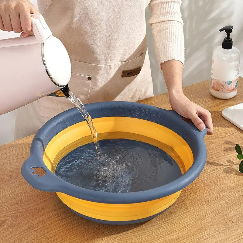 Portable Foldable Plastic Laundry Basin - Travel-Friendly, Safe, and Durable Wash Basin for Bathroom and Household Supplies