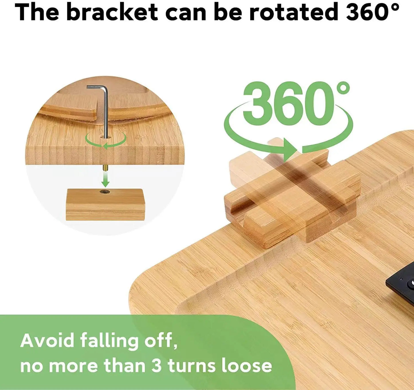 Bamboo Sofa Tray Table – Clip-On Side Table for Couch Arm with Phone Holder