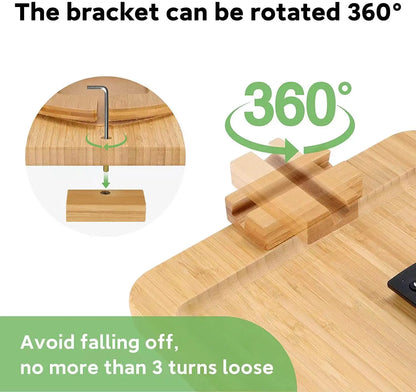 Bamboo Sofa Tray Table – Clip-On Side Table for Couch Arm with Phone Holder