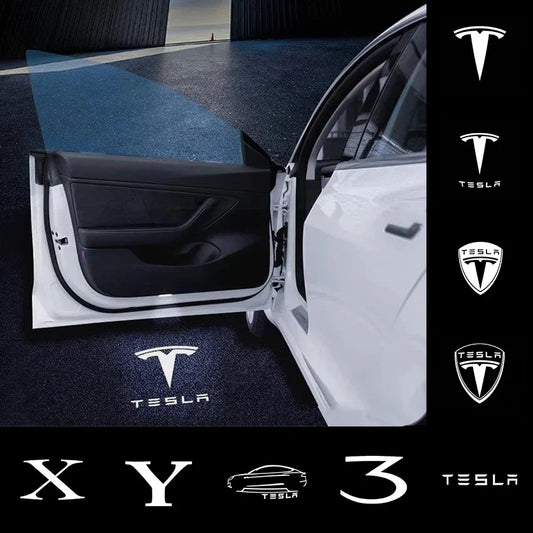 Tesla LED Welcome Light – 2/4PCS Ultra-Bright Puddle Projector Lights for Model Y, 3, S & X