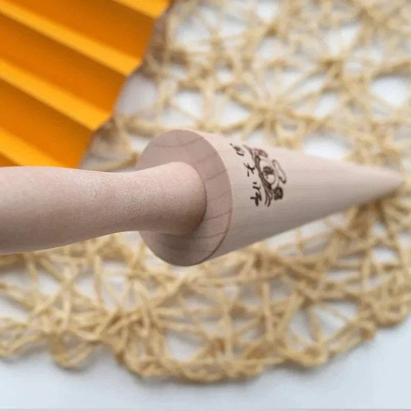 Wooden Egg Roll Ice Cream Cone Mold – Spiral Croissant & Cream Horn Pastry Roller for Omelet, Waffle & Baking Kitchen Tool