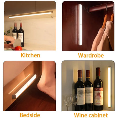 Wireless LED Motion Sensor Night Light: Type C Rechargeable Lamp for Cabinet, Wardrobe, Staircase Backlight - Ideal for Kitchen
