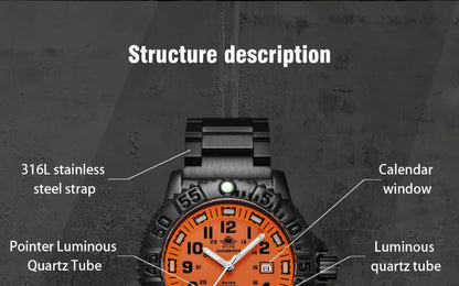 Addies Men's Military Watch - Luminous, Multi-Functional Quartz with Nylon & Steel Strap, Waterproof Outdoor Sports Watch