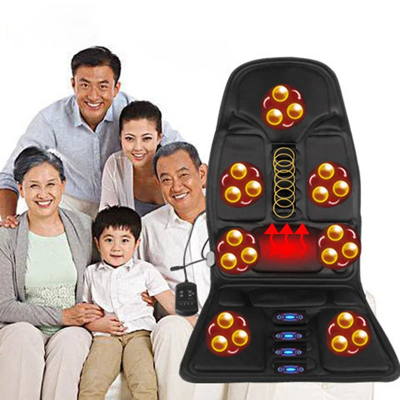 Electric Lumbar Massage Cushion | Car, Home & Office Heated Vibrating Neck & Back Pain Relief Pad