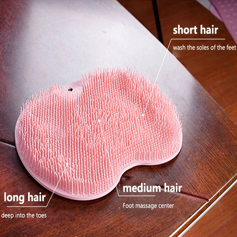 Multifunctional Reusable Shower Back Scraper and Feet Cleaner Brush with Suction Cups - Bath Mat for Body and Arms Rubbing