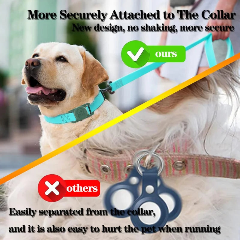 2-Pack AirTag Dog Collar Holders — Waterproof Silicone Hidden Loop Anti-Lost Tracker Accessory