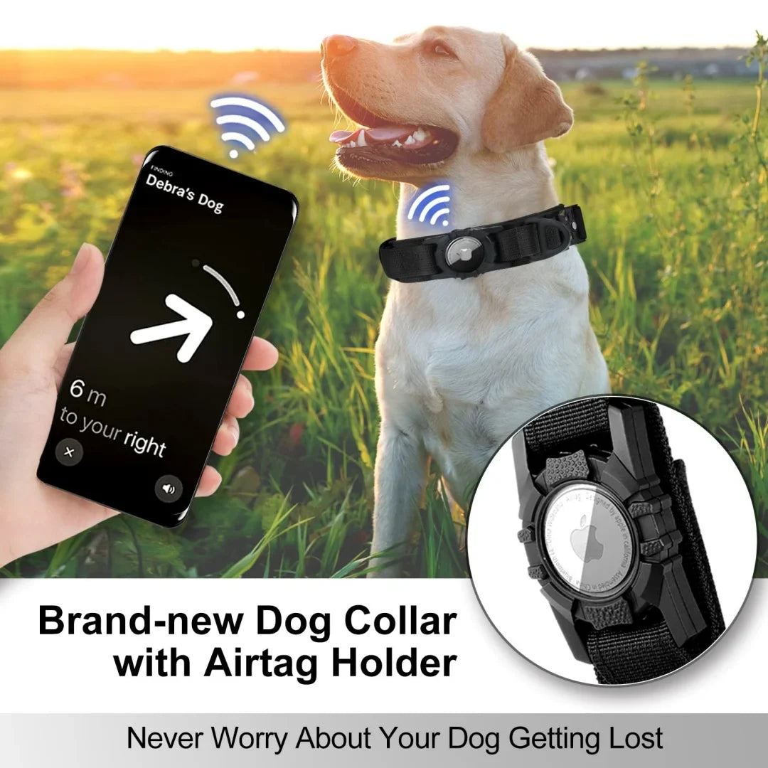 AirTag Tactical Dog Collar with Holder & Handle – Adjustable Military GPS Collar for Medium & Large Dogs