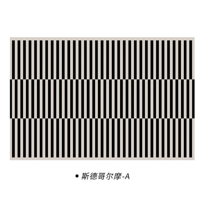 Light Luxury Black & White Plaid Rug — Fluffy Soft Carpet for Bedroom, Living Room, Study, and Home Decor