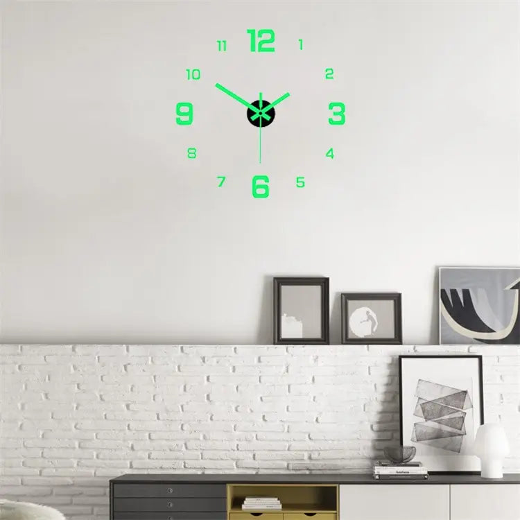 Creative Luminous Digital Wall Clock – Silent DIY European Style Punch-Free Sticker Clock for Living Room & Study