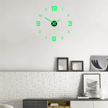 Creative Luminous Digital Wall Clock – Silent DIY European Style Punch-Free Sticker Clock for Living Room & Study