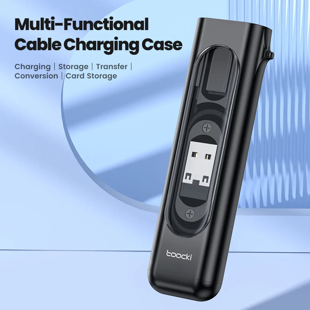 Toocki 5-in-1 OTG Adapter Kit – USB-C/Micro/Lightning Multi Converter with SIM & TF Card Storage Case, Compact Data & Charging Adapter for iPhone & Samsung Devices