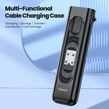 Toocki 5-in-1 OTG Adapter Kit – USB-C/Micro/Lightning Multi Converter with SIM & TF Card Storage Case, Compact Data & Charging Adapter for iPhone & Samsung Devices