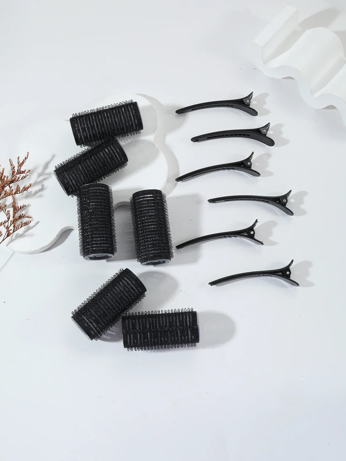 12pcs Air Bar Curling Iron Tube Set – Self-Adhesive Hair Rollers & Bangs Clips for Styling Real Hair & Wigs
