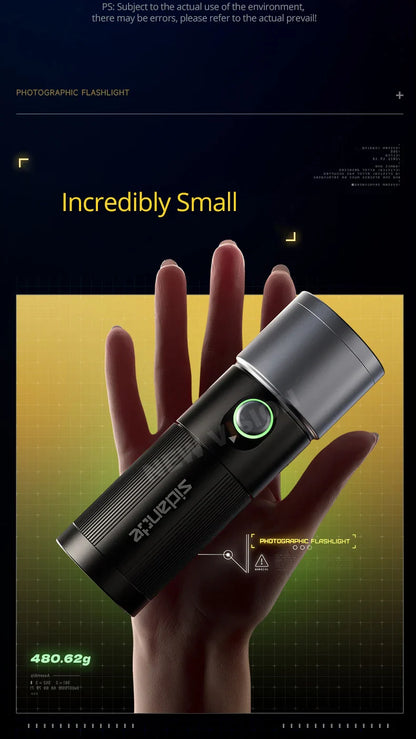SIDANDE 10W Flashlight with Four Color Projection - 8400mAh Rechargeable Battery, 4 Hours Full-Power Output