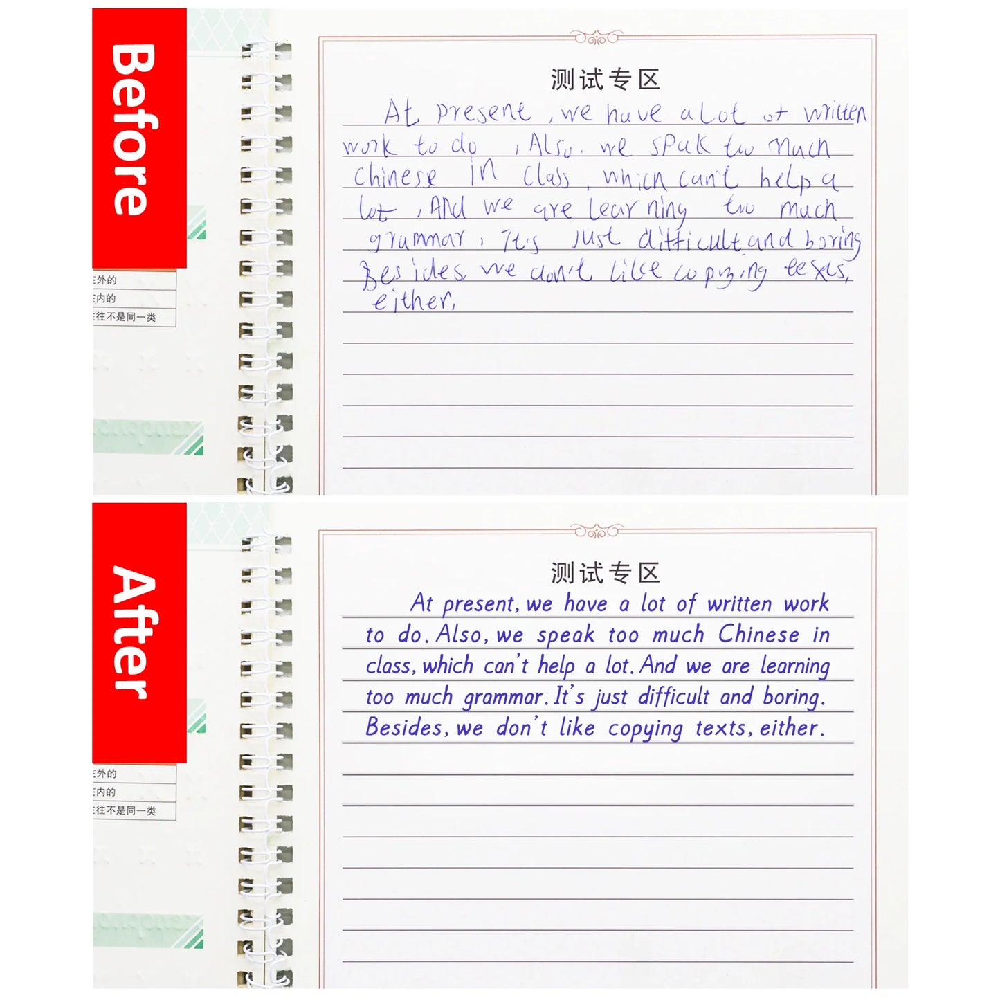 3D Groove English Copybook: Practice Magic Learning Books for Junior Students - Handwriting Improvement, 1 Book with 6 Refills