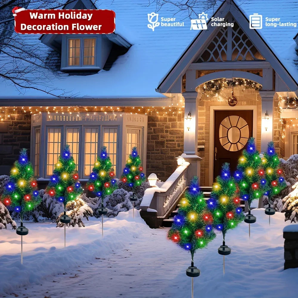 Outdoor Solar Christmas Tree Lights - Waterproof LED Lawn Lamps for Garden, Patio & Holiday Decor