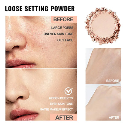 Banana-Shaped Loose Powder – Pore-Reducing, Long-Lasting Matte Finish Natural Face Makeup Powder