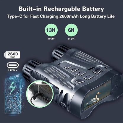 4K Digital Night Vision Goggles Binoculars | Rechargeable with 3.2" Screen & 8X Zoom for Hunting