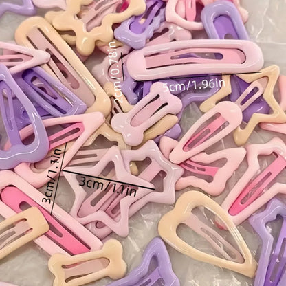 Light Pink Girls’ Hair Clips - Heart & Bow-Shaped Mixed Pack, 10–30 Pieces