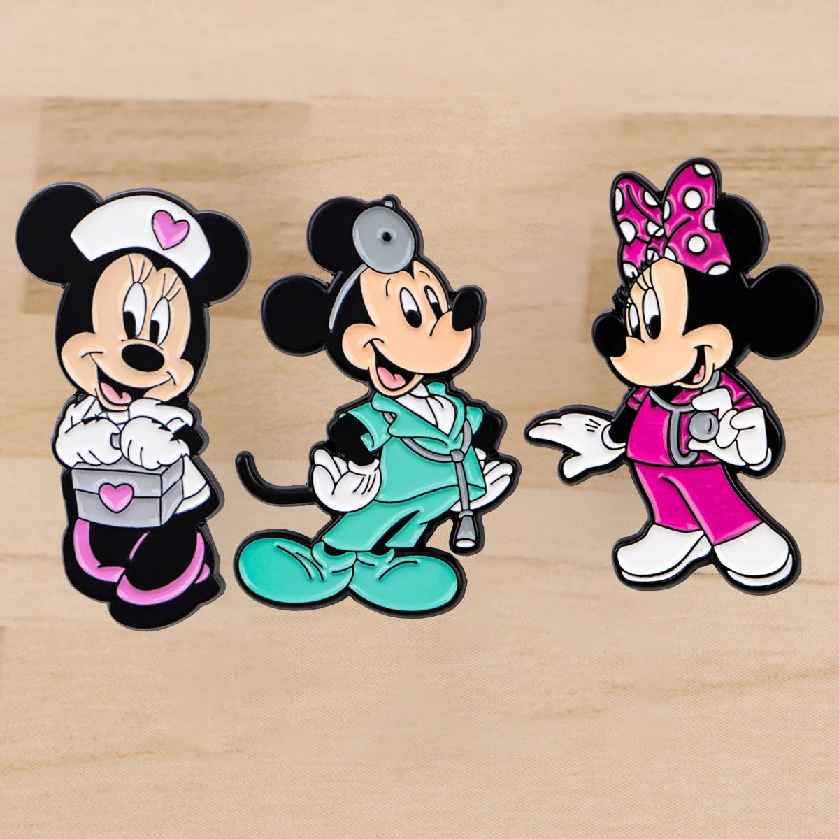3pcs Mouse Doctor Enamel Pin Set – Medical Badge Brooches for Backpack, Hat, Collar & Lapel, Cosplay Accessories Gift