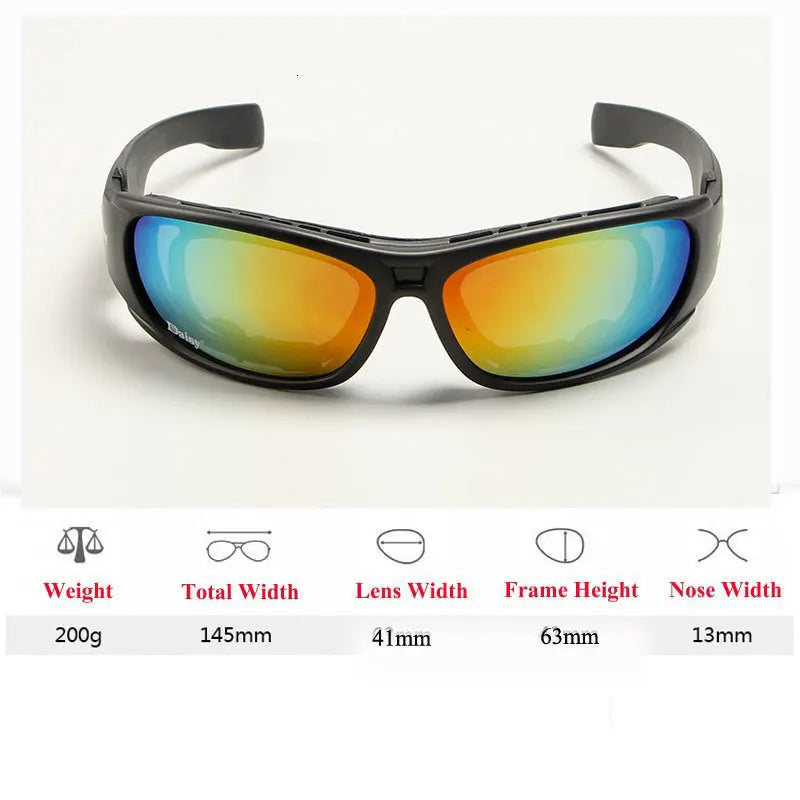 Daisy C6 Polarized Tactical Glasses - Military-Grade, Bullet-Proof 4 Lens Kit for Motorcycle Riding, Hunting and Shooting
