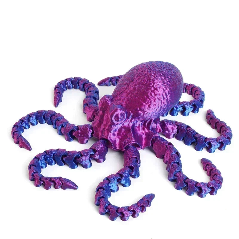 3D Printed Flexible Octopus Fidget Toy - Movable Joint Ocean Animal Desk Ornament and Kids Gift Decor