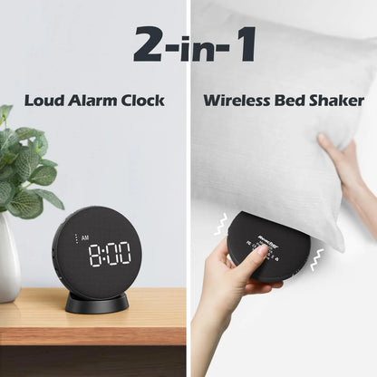 Awakening Vibrating Alarm Clock – Loud Bed Shaker for Heavy Sleepers & Hearing Impaired, Wireless Magnetic Charging