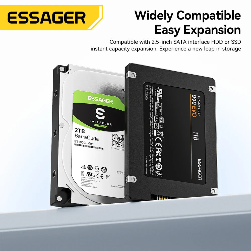 Essager 2-in-1 SATA to USB 3.0/Type-C Adapter – 2.5" HDD & SSD Hard Drive Converter Cable for Fast Data Transfer Disk Enclosure Tool