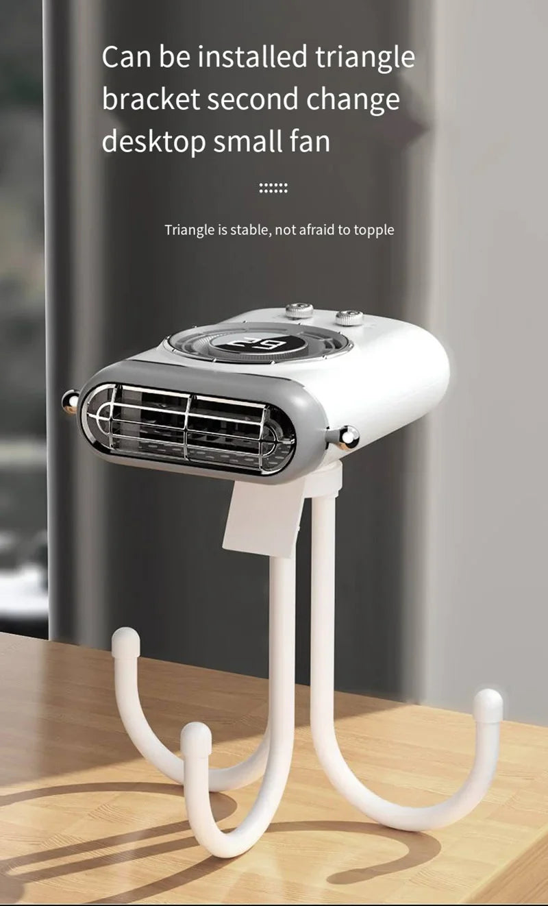 Neck Hanging Portable Fan – Silent Mini Cooling Fan with Strong Wind, USB Rechargeable, Outdoor & Desktop Use