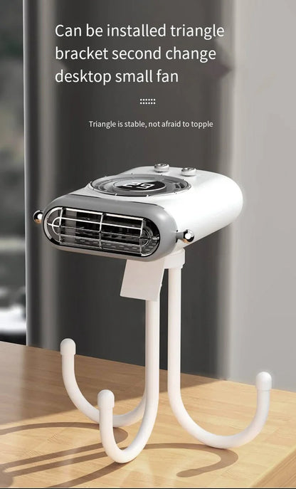 Neck Hanging Portable Fan – Silent Mini Cooling Fan with Strong Wind, USB Rechargeable, Outdoor & Desktop Use