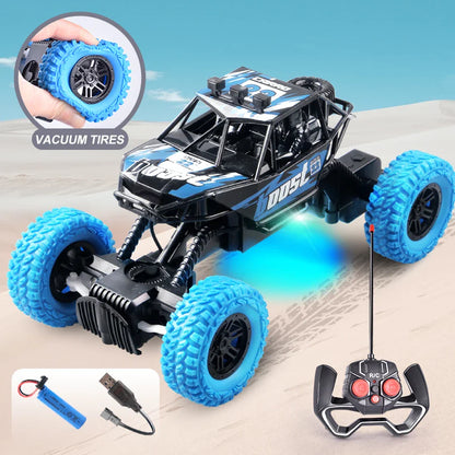 Remote Control Off-Road Toy Car - Colorful Flashing Lights and Rubber Wheels, Ideal Christmas Gift for Children