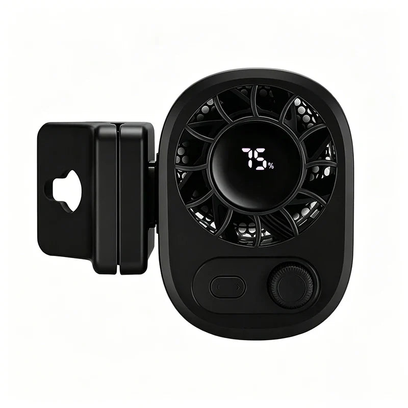 SEAMETAL Clip-On Car Fan - 360° Rotatable 100-Speed USB Rechargeable Portable Cooling Fan