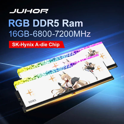 JUHOR DDR5 RGB Gaming Memory – 16GB 6800MHz RAM for Desktop PC