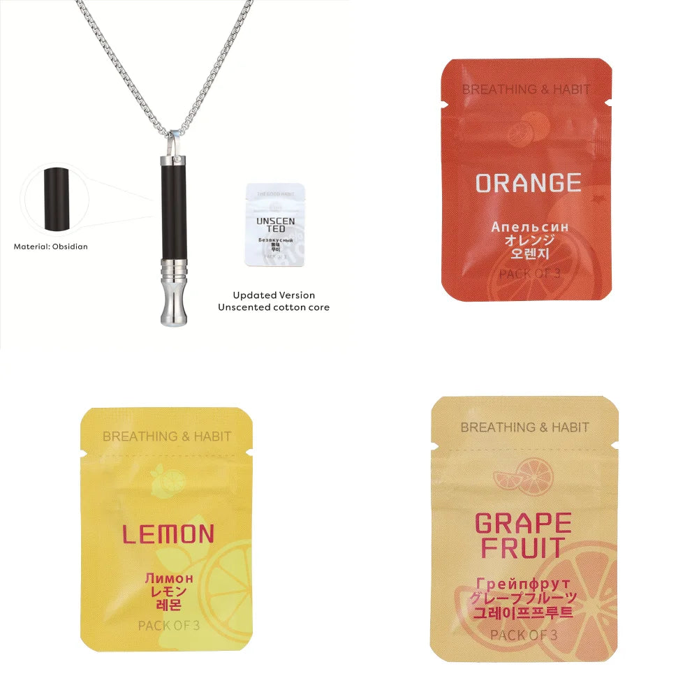 Quit Smoking Meditation Pendant Necklace – Titanium Steel Unisex Anti-Smoking Necklace with Filter Cotton