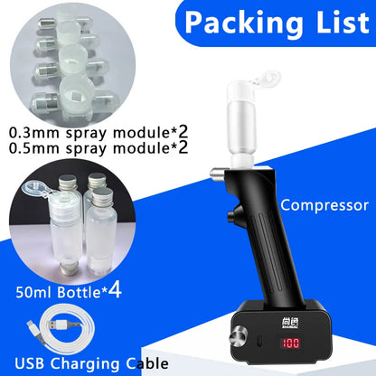 SHANGSE Upgraded No-Clean Airbrush – Portable Painting Tool with 0.3 & 0.5mm Spray Modules for Tattoo, Model, Cake Decoration & DIY Hobby
