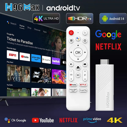 2024 H96 MAX H313 Mini TV Stick — Android 14 Smart TV Box, 2GB/16GB, 4K HD, WiFi6, BT