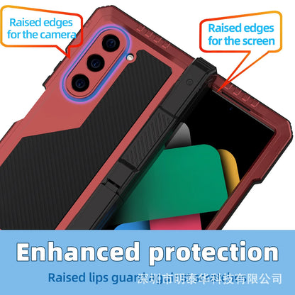 Heavy Duty Metal Shockproof Case for Samsung Galaxy Z Fold 6/5/4 – Anti-Fall Silicone Bumper Cover with PET Screen Protector