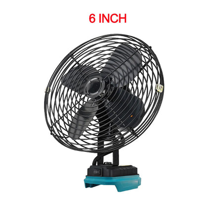 6/8-Inch Portable Outdoor Camping Fan – Wireless Desktop Metal Fan Compatible with Makita, Dewalt & Milwaukee 18V Batteries