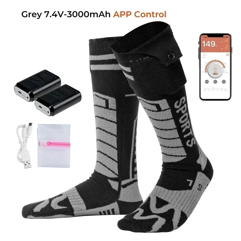 Electric Heated Socks with Remote – Rechargeable Thermal Warmers for Skiing, Snowboarding & Hiking