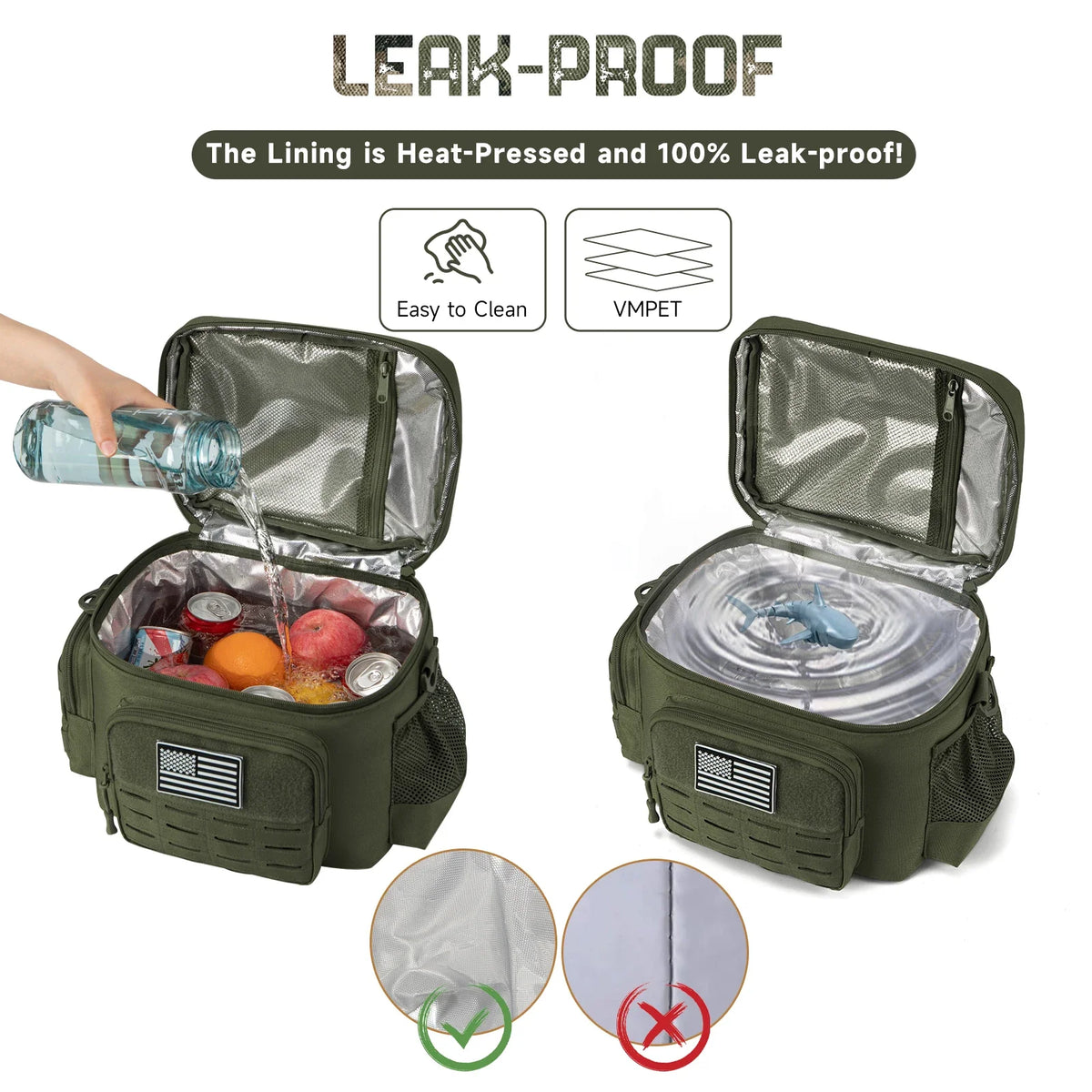 Military Tactical Lunch Box for Men - Heavy Duty, Leakproof, Insulated Thermal Cooler Bag for Work, Camping, Picnic Meals
