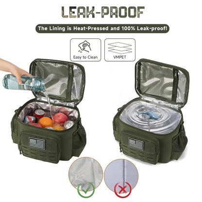 Military Tactical Lunch Box for Men - Heavy Duty, Leakproof, Insulated Thermal Cooler Bag for Work, Camping, Picnic Meals