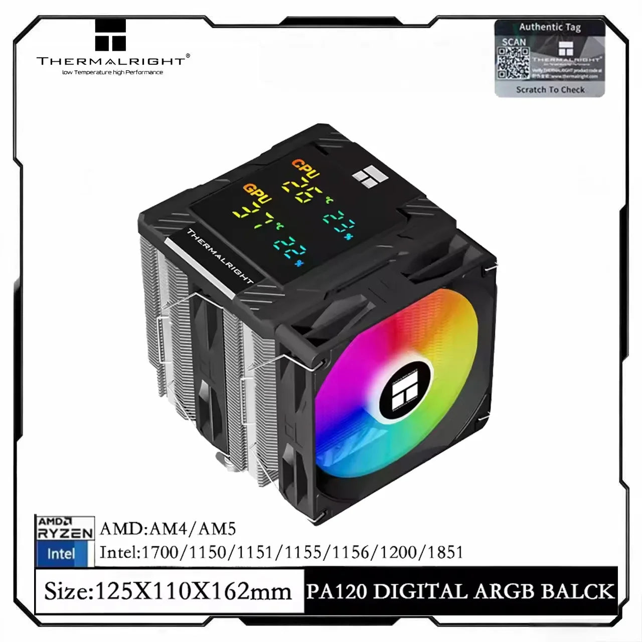 Thermalright Peerless Assassin 120 ARGB CPU Air Cooler – High Performance Dual Tower Cooler for Intel LGA1851/1700/1200/115X & AMD AM4/AM5 Black Edition