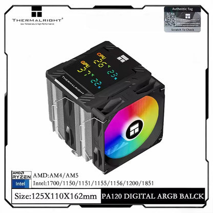 Thermalright Peerless Assassin 120 ARGB CPU Air Cooler – Digital Black Dual Tower High Performance Radiator for Intel LGA1851/1700/1200/115X & AMD AM4/AM5