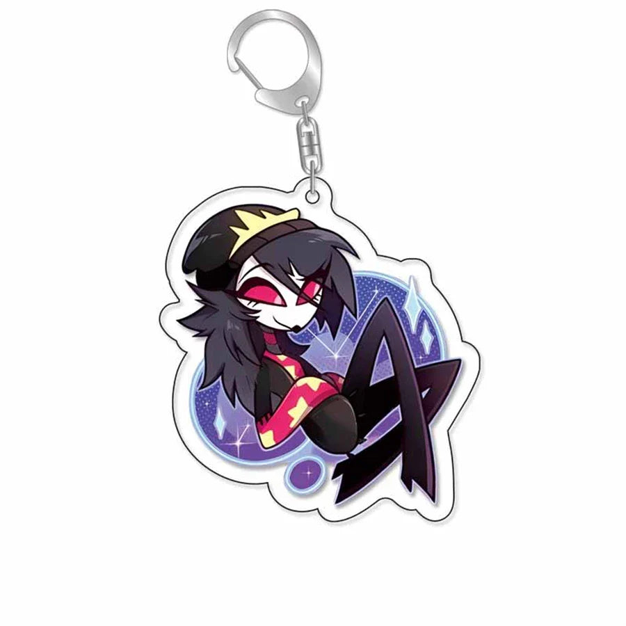 Anime Acrylic Keychain – Vaggie & Alastor Y2K Cartoon Pendant for Bags, Keys & Gifts