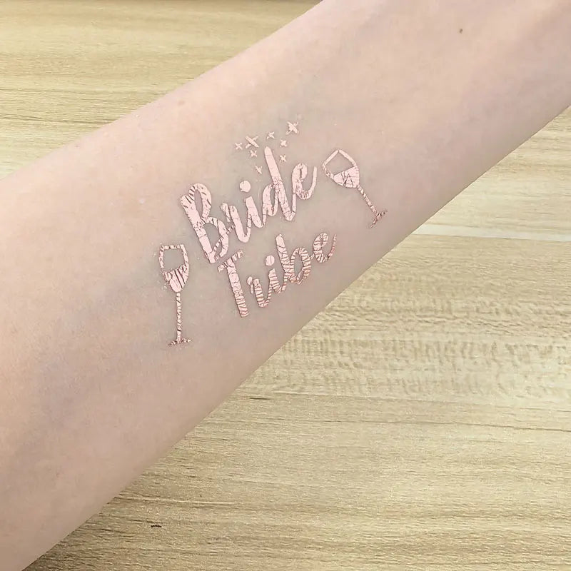 Waterproof Gold Foil Temporary Tattoo Stickers – Crown & Ring Bridal Party Body Art Decals