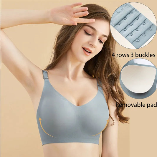 Women's Seamless Jelly Color Bras: Thin Style, Soft Breastfeeding Bra - Wireless Comfortable Underwear for Lingerie Deep V Gather