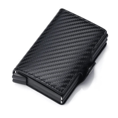 RFID Carbon Fiber Slim Wallet for Men – Mini Card Holder with 14 Slots, Small Money Bag Purse